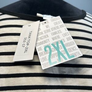 LuLaRoe Black and White Striped Tank Top 2x